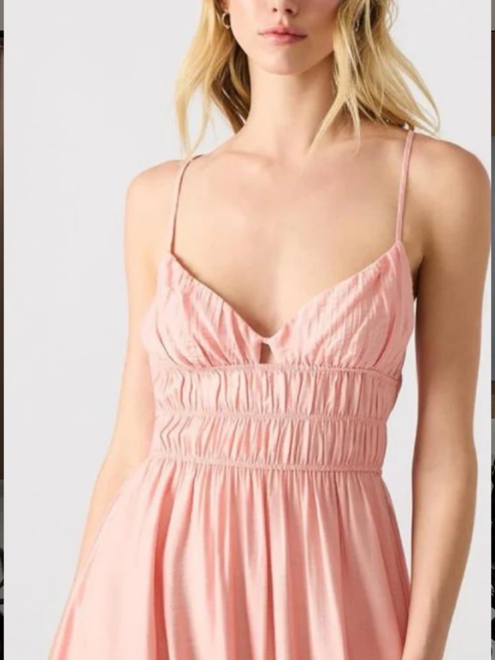 Steve Madden Blush Pink Midi Dress Smocked Strappy Boho NWT Small - Picture 4 of 9